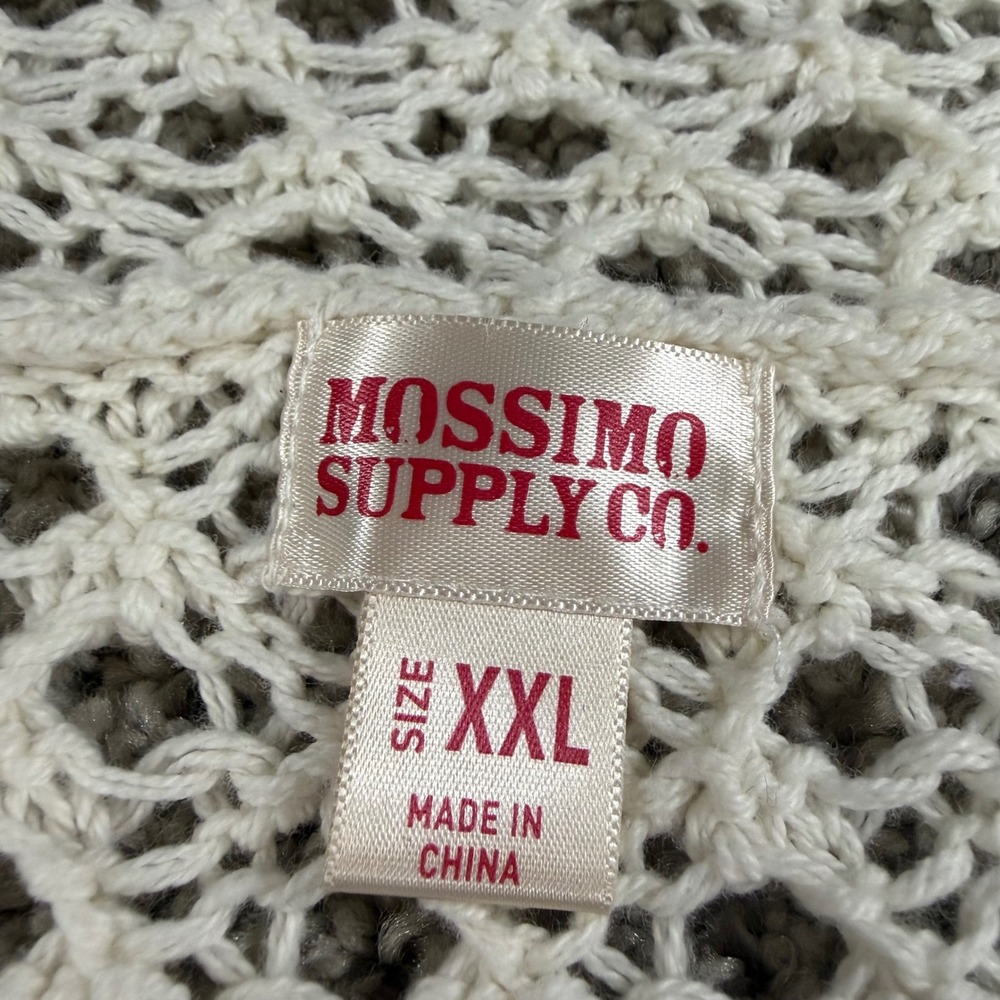 Mossimo XXL Striped Crochet Hooded Beach Cover Up Pullover Blue Cream NEW - Picture 2 of 9